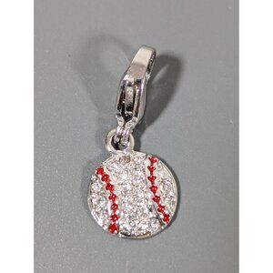 Origami‎ Owl Silver Tone Baseball Rhinestone Pave Charm